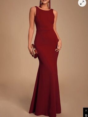 Lulus Dream About You Burgundy Backless Maxi Dress - Size S
